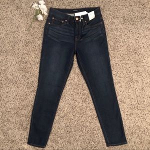 J. Crew 9” high rise skinny blue indigo wash jeans